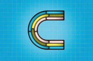 A stylized horseshoe magnet is illustrated with yellow, green, and white segments on a blue grid background.